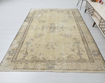 6x9 Rug,Vintage Rug,Handmade Rug,Living Room Rug,6x9 Area Rug,6x9 Oushak Rug,Natural Area Rug,Soft Area Rug,Wool Rug,6x9 Antique Rug,S-2231