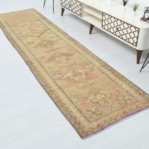 3x11 Runner Rug,Oushak Runner Rug,Vintage Runner Rug,3x11 Oushak Rug,Neutral Runner Rug,Kitchen Runner,3x11 Turkish Rug,Boho Runner,B-3095