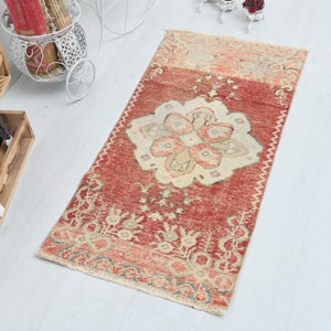 2x3 Wool Rug,Doorway Rug,Natural Small Rug,Mini Vintage Rug,Soft Small Rug,Oushak Bathroom Rug,2x3 Bath Mat Rug,Bathroom Rug,2x3 Rug,O-1194
