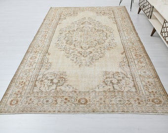 Turkish Rug, Vintage Rug, Oushak Rug, Handmade Rug, Farm House Rug, Vintage Oushak Rug, Turkish Area Rug, Neutral Rug, Boho Rug, Rug, S-2068