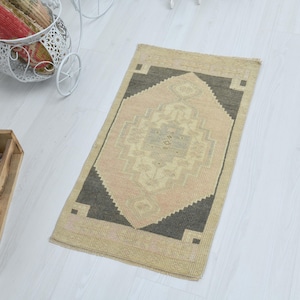 Alfombra pequeña, alfombra de regalo de Navidad, alfombra de puerta Oushak, alfombra pequeña Oushak, alfombra de baño, alfombra de baño, alfombra vintage pequeña, alfombra vintage, hermosa alfombra pequeña, O-1244