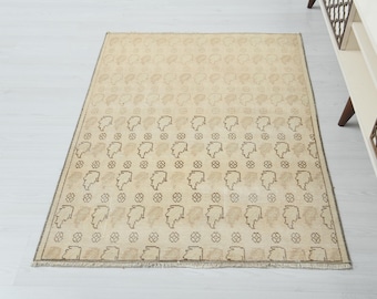 Turkietmatta, mjuk matta, 3x5 turkisk matta, 3x5 oushakmatta, turkisk matta, anatolisk matta, handgjord matta, vintagematta 3x5, områdesmatta, vardagsrumsmatta, A-1733