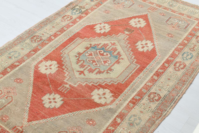 4x6 matta, Oushak matta, Vintage matta, 4x6 turkisk matta, Handgjord matta, Golvmatta, Naturlig matta, Anatolisk matta, Vardagsrumsmatta, 4x6 områdesmatta, Ullmatta, A-1321 bild 3