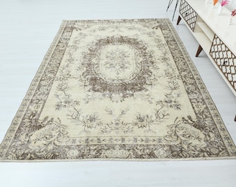 Oushak Rug, Turkish Rug, Boho Rug, Neutral Rug, Vintage Rug, Oushak Area Rug, Livingroom Rug, Bedroom Rug, Anatolian Rug, Antique Rug,S-3290
