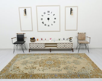 Oushak Rug,Turkish Rug,Vintage Rug,Wool Rug,Oushak Wool Rug,Living Room Rug,Turkish Area Rug,Bohemian Rug,Handmade Rug,Rug For Bedroom,A-851
