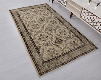 Oushak Area Rug,Vintage Rug 4x6,Rug For Bedroom,Hand made Rug,4x6 Turkish Rug,Area Rug,Dinner Room Rug,Living Room Rug,Wool Area Rug,S-237