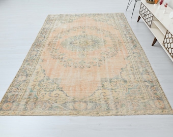 Turkish Rug,6x9 Rug,Living Room Rug,Wool Rug,6x9 Vintage Rug,Anatolian Area Rug,Oushak Rug,6x9 Area Rug,Handmade Rug,Turkey Rug,S-2321