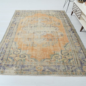 6x8 Rug,Handmade Rug,Kids Rug,Bedroom Rug,6x8 Turkish Rug,6x8 Oushak Rug,Vintage Area Rug,6x8 Vintage Rug,6x8 Area Rug,Oushak Rug,Rug,S-2742