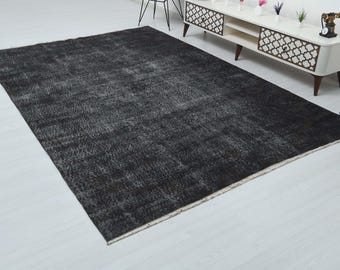 Schwarzer Teppich,Oushak Teppich,Vintage Teppich,Boho Teppich,Teppich,200x300,Teppich,Türkischer Teppich,Für Wohnzimmer,Teppich,Teppich,S-2582