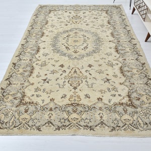 6x9,Vintage Rug,6x9 Oushak Rug,Handmade Rug,Anatolian Rug,6x9 Area Rug,Bohemian Rug,Wool Area Rug,Turkish Rug,Boho Rug,Natural Rug,S-270