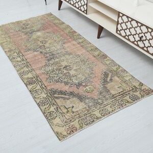Oushak Runner Rug,Wool Rug,Neutral Rug,Kids Rug,Turkish Runner Rug,Handmade Runner Rug,3x6 Rug,Wool Runner,Bedroom Rug,Vintage Rug,B-3397