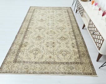 Tapis Oushak, tapis turc, tapis vintage, tapis neutre, tapis bohème, tapis doux, tapis pour enfants, tapis de chambre, tapis Oushak, tapis turc, tapis en laine, S-3410