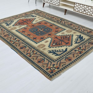 6x8 Wool Rug,Handmade Rug,Neutral Rug,Home Living Rug,6x8 Oushak Rug,6x8 Vintage Rug,Turkish Rug,Vintage Rug,6x8 Turkish Rug,Area Rug,A-1487