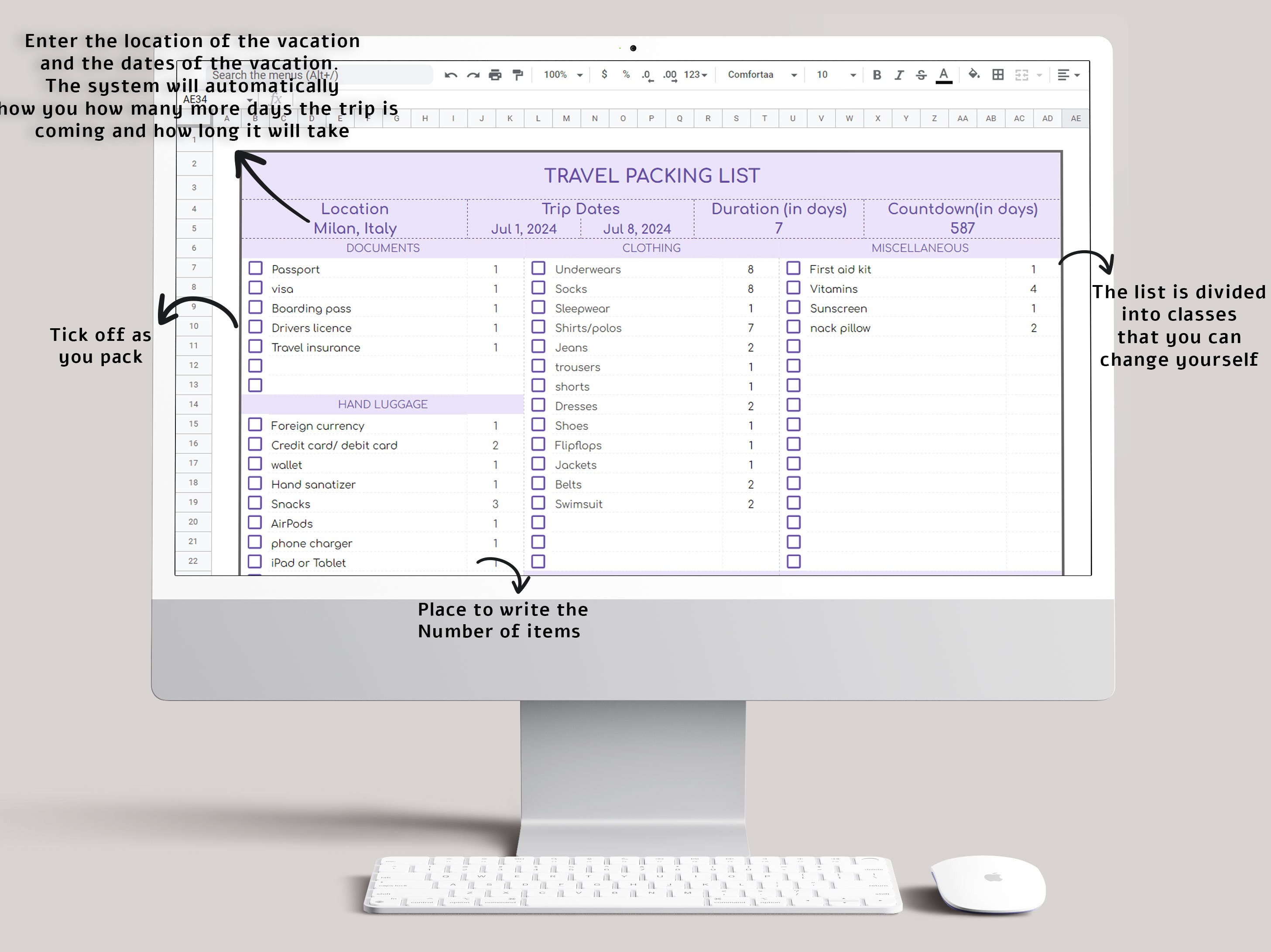 Editable Travel Packing List Google Sheets Template Digital - Etsy ...