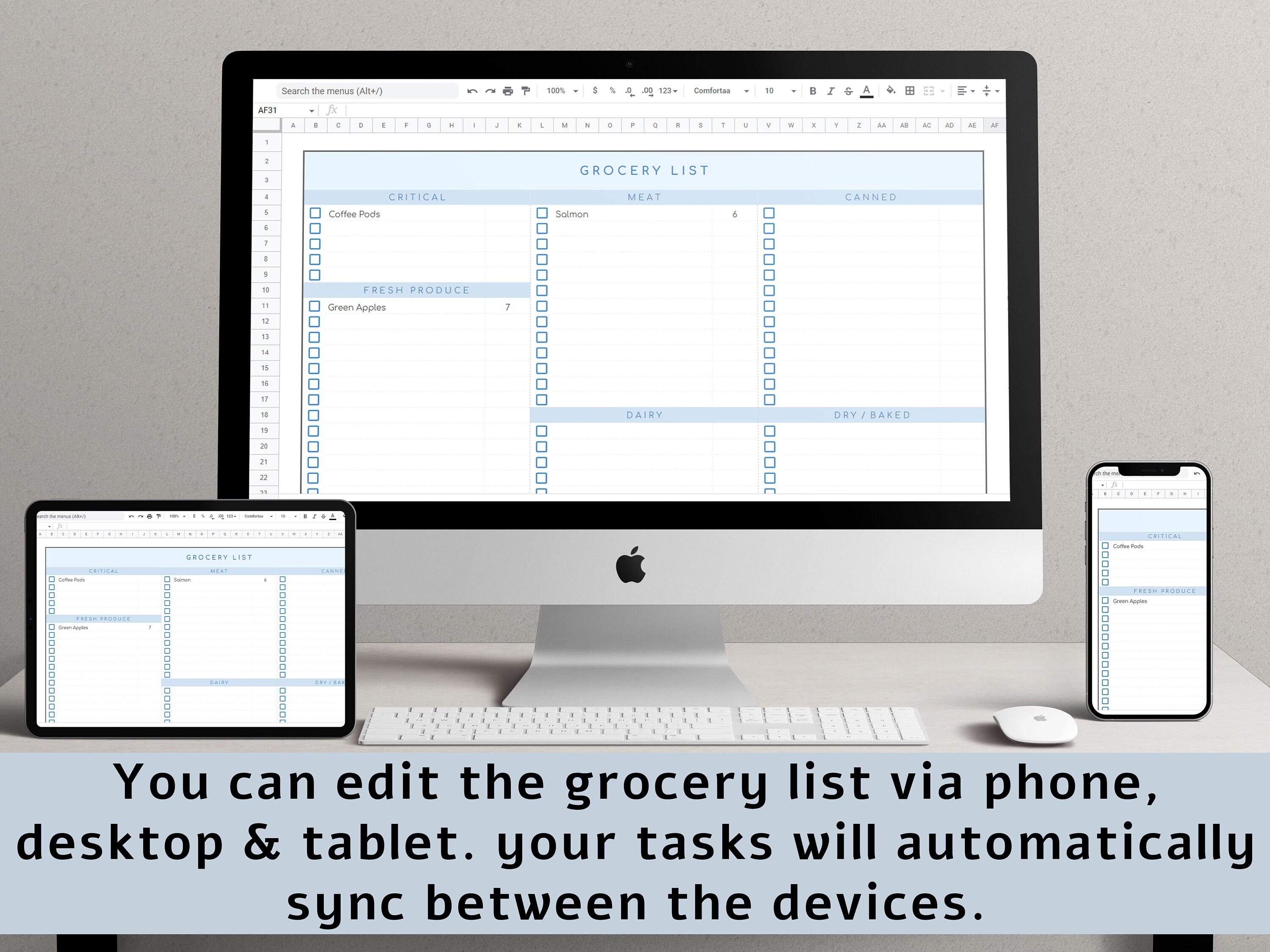 Editable Grocery List Google Sheets Template Digital Weekly - Etsy