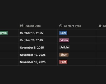 Inhalt Planer Notion Template | Ersteller & Small Business OS (Digital)