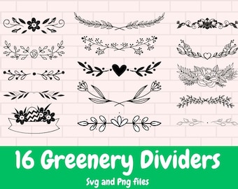 Greenery leaf divider svg bundle / decorative border svg / leaves svg / leaf svg png clipart / frame svg / text divider svg / border svg png