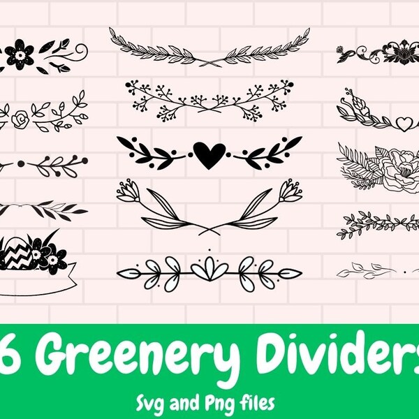 Greenery leaf divider svg bundle / decorative border svg / leaves svg / leaf svg png clipart / frame svg / text divider svg / border svg png