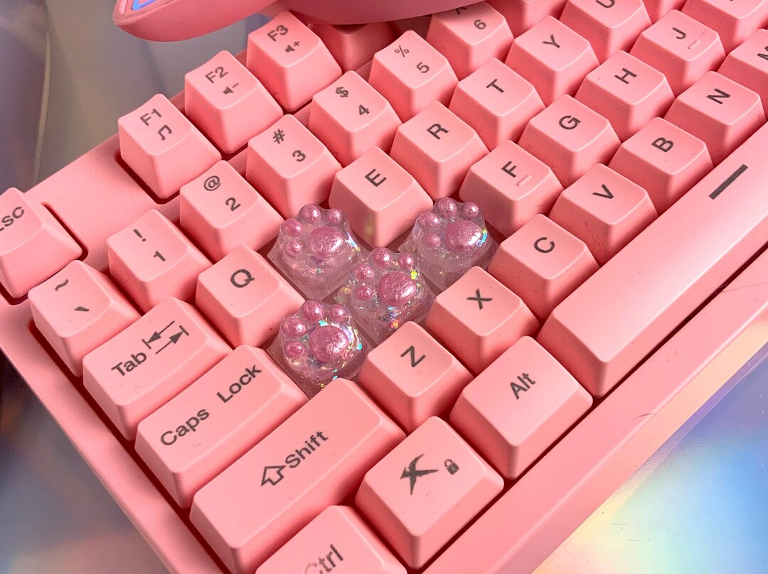 Glitter Kitty Keycaps Etsy