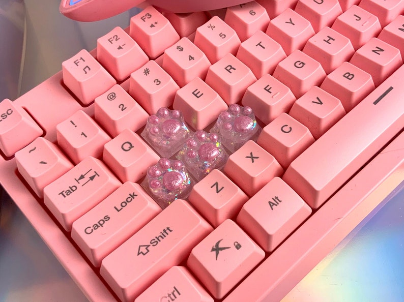 Glitter Kitty Keycaps Etsy