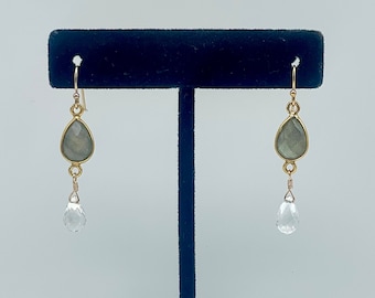 Pendientes Lágrima de Oro Labradorita