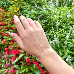 Moonstone Silver Wrapped Hand Chain