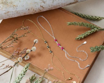 Ruby 3 stenen gouden handketting