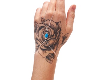 Cadena de mano de plata turquesa