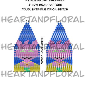 Princess Cat Earrings-13 Row Bead Pattern