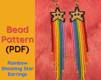 Rainbow Shooting Star Earrings-Bead Pattern PDF