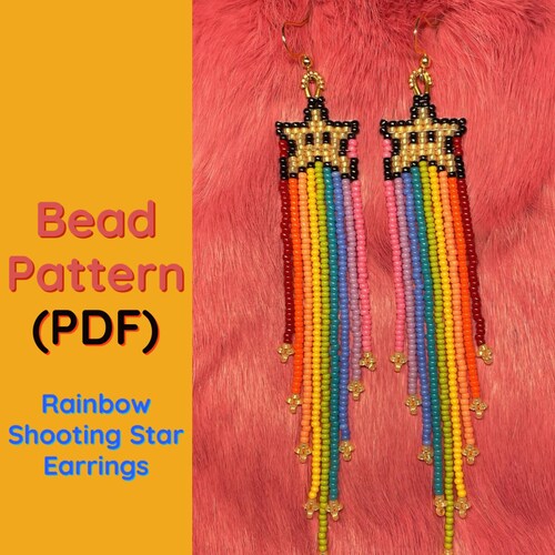 Rainbow Shooting Star Earrings-Bead Pattern PDF