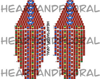 Flowers & Métis Sash Earrings- 13 Row Bead Pattern