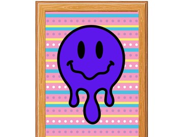 Trendy Smiley Wand Kunst: Preppy Zimmer Dekor (Digitaler Download)