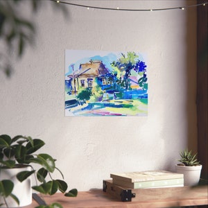 Fine Art Posters, Watercolor Painting Poster, Rural Landscape Poster For Room Decor, Wall Art Poster, Vintage Landscape Wall Art, Wall Decor