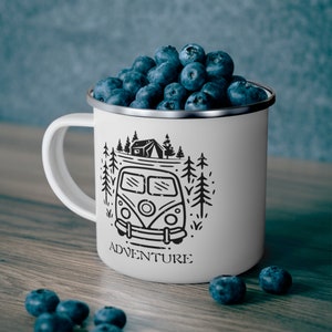 Adventure Enamel Mug 12oz, Camping Mug, Gifts Ideas Present For Moms, Dads, Birthday,Christmas, Mothers Father&#39;s Day, Camping Mug