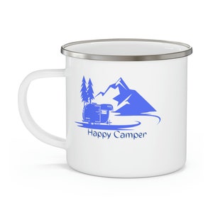 Enamel Camping Mug, Camping Mug Gift, Van Picnic Mug, Happy Camper Mug, Birthday Gift, Moms Gift, Dads Gift, Gift For Her, Gift For Him.