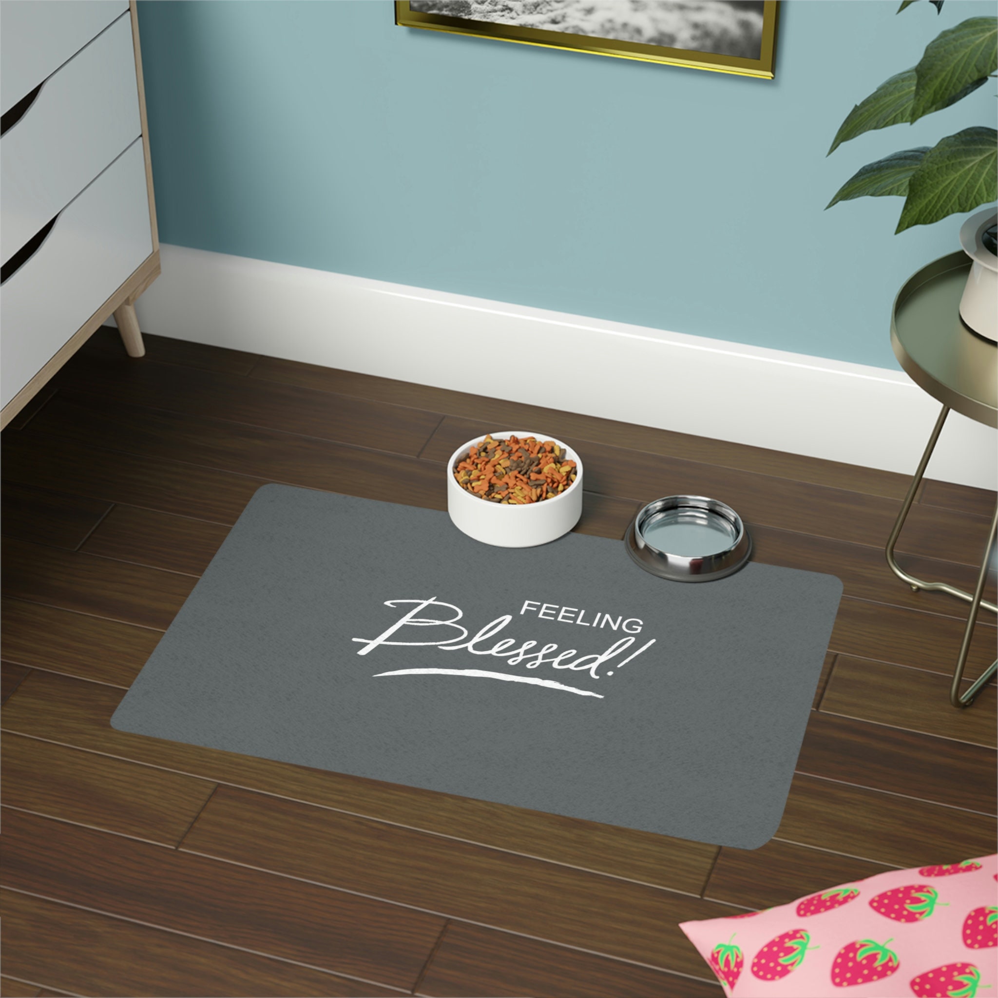 Pet Food Mat, Feeling Blessed Pet Food Mat, Cute Pet Food Mat for Cats