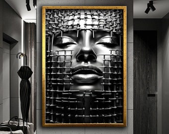 Design woman wall decor, modern design black white canvas wall decor, Ready to Hang painting, home wall decoration, home keepsakes