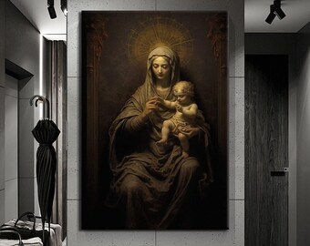 Jesus and mary canvas print wall painting, wall art canvas, canvas print, ready to hang wall print, design canvas painting, wall pictures,