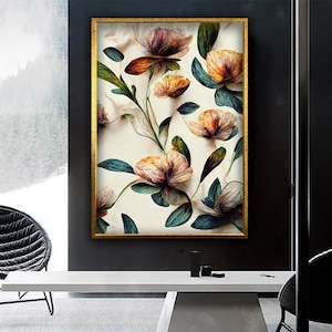 Colorful abstract flower design, Modern canvas Art, Floral canvas print wall decoration, ready to hang canvas, nature paintings