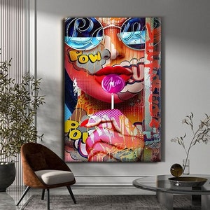 Pop art Women canvas print wall painting, wall art canvas, canvas print, Ready to hang canvas painting, modern art canvas print wall docor,
