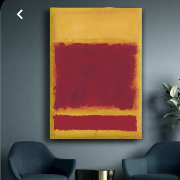 Mark rothko wall art, yellow burgundy brush stroke canvas print, wall art canvas , ready to hang canvas painting, canvas gift, canvas print,