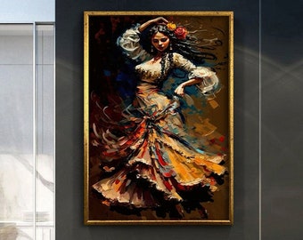 Oil painting dancer woman,  Canvas print wall decor, Dancer woman poster, Modern home decoration canvas, Ready to hang canvas wall decor