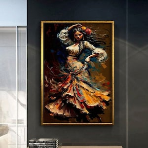 Oil painting dancer woman,  Canvas print wall decor, Dancer woman poster, Modern home decoration canvas, Ready to hang canvas wall decor