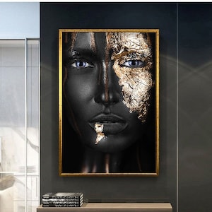 Modern art, Gold and Woman abstract design canvas print wall decoration, wall art canvas, ready to hang canvas painting, canvas gift