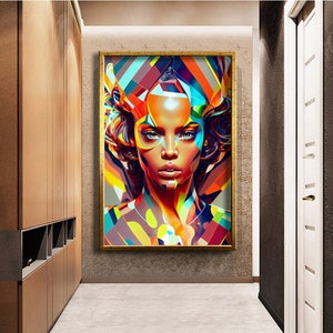 Modern design colorful african woman canvas print wall painting, abstract design, ready to hang canvas painting, canvas gift, canvas print