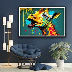 Graffiti giraffe canvas painting,canvas painting,canvas painting Canvas Painting,Abstract Canvas Wall Art,Canvas Painting Ready to Hang,