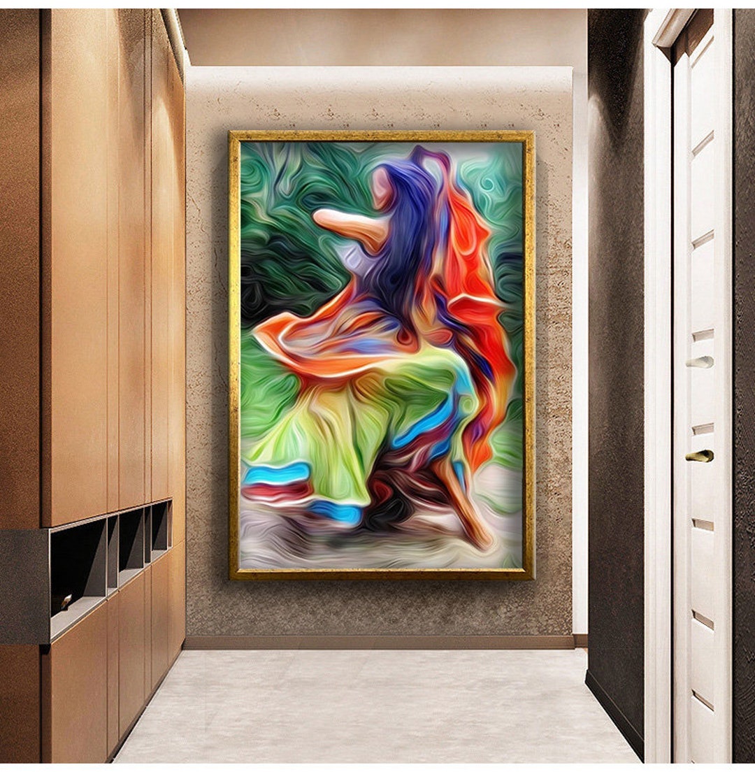 Dancing Woman Abstract Design Canvas Print, Abstract Art Wall Decor ...