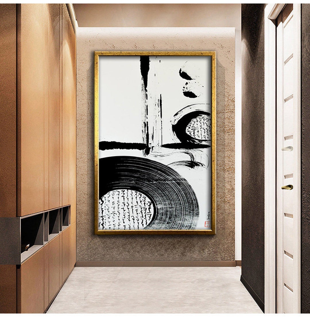 Black White Abstract Design Canvas Print Wall Decor, Modern Wall Art ...