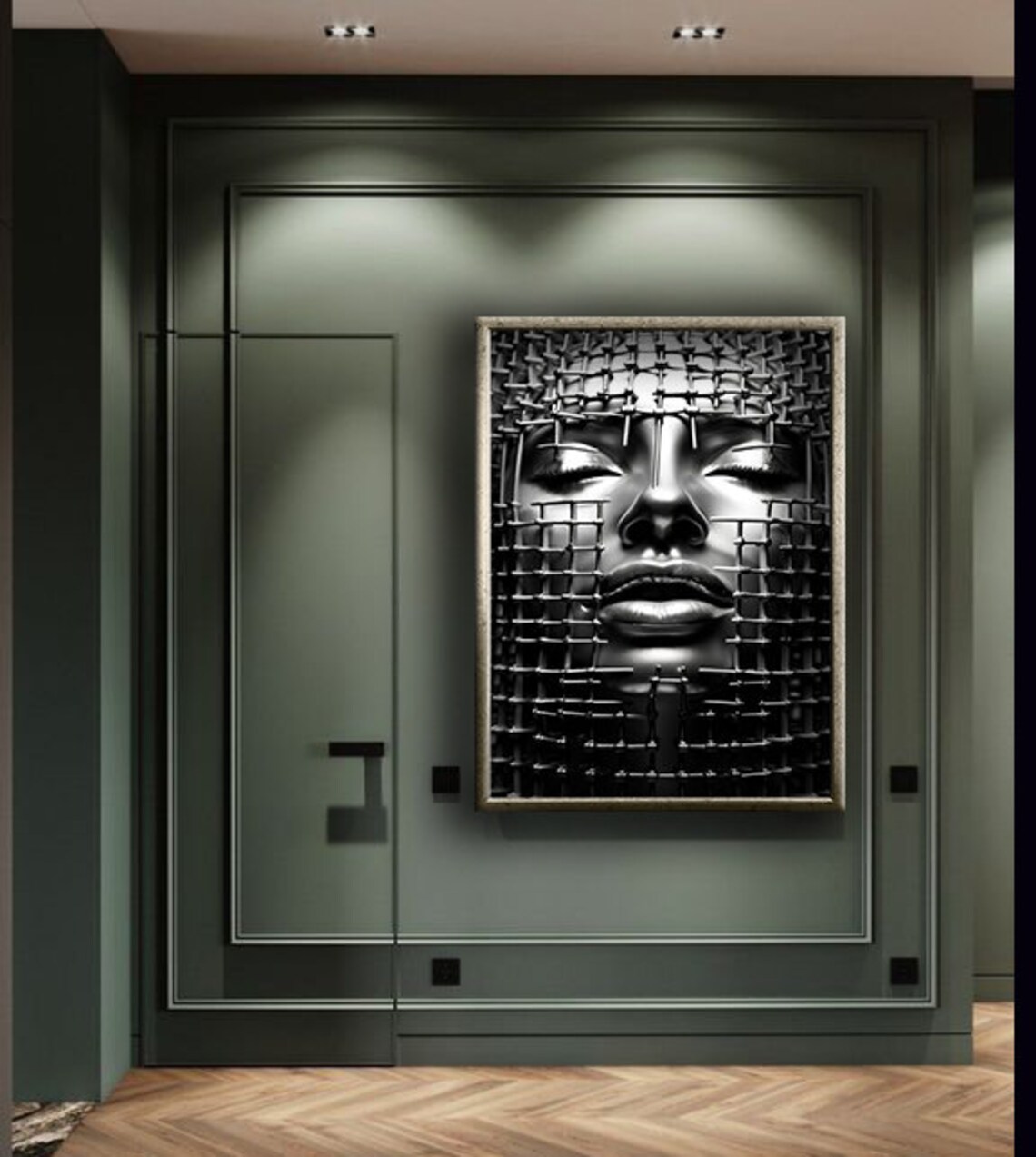 Design Woman Wall Decor Modern Design Black White Canvas Wall Etsy